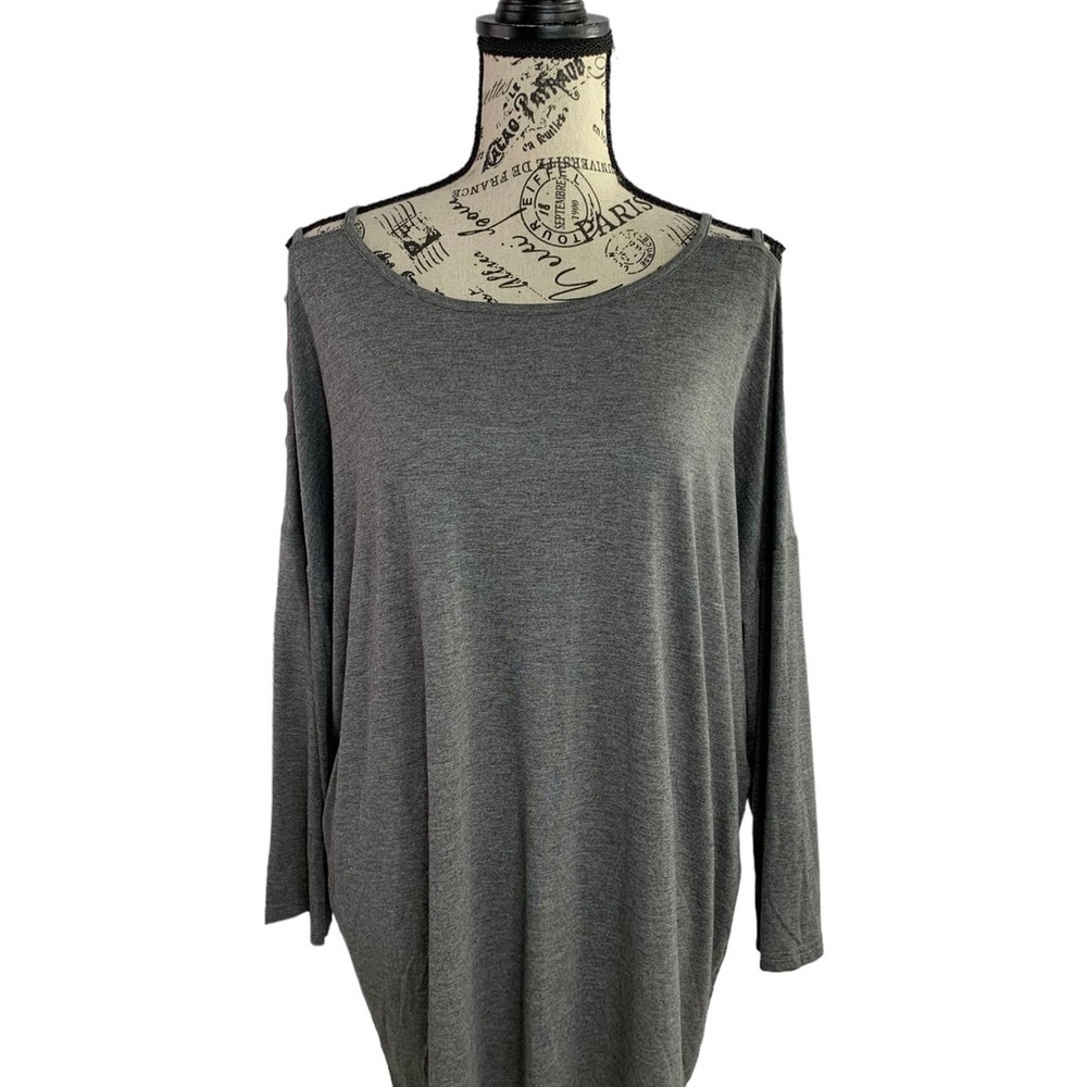 Simple Suzanne Betro Women's Cold Shoulder Blouse Stretch 3/4 Sleeves Large NEW